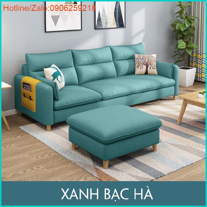 (Trợ giá) Bộ ghế sofa chữ L vải lanh cao cấp kèm đôn