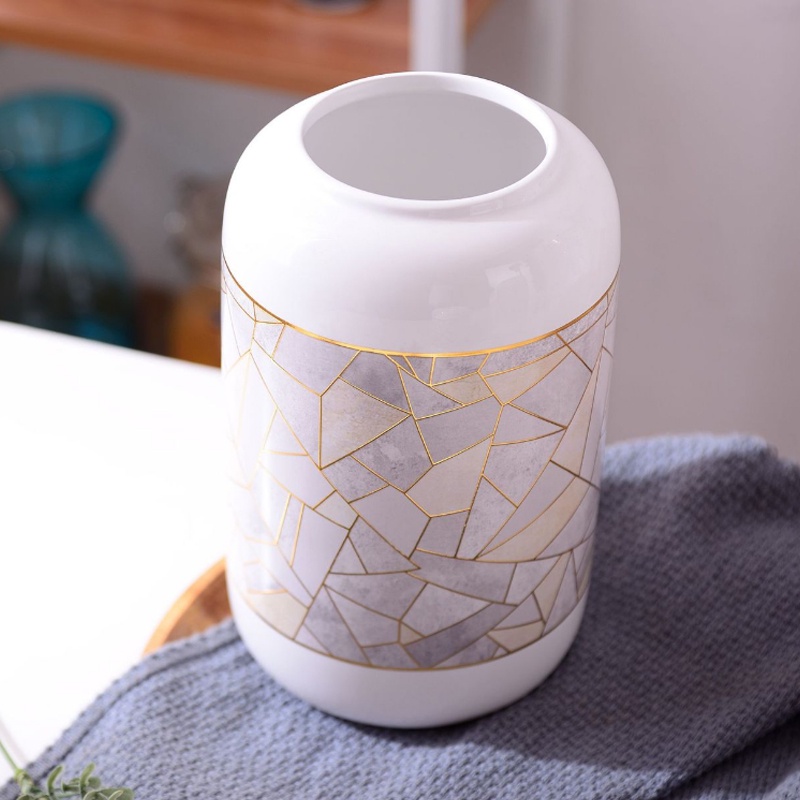 Bình hoa bằng gốm sứ vân đá sang trang - BC138 - Jassi Decor