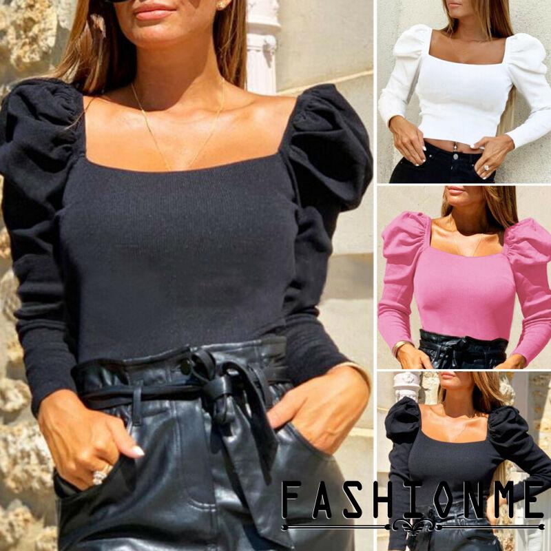 ღ𝓂ℰ2019 Women Autumn Vintage Ruffle Long Sleeve Crop Tops