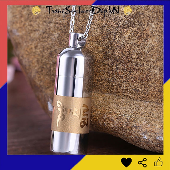 Dây chuyền trụ rỗng chú lăng nghiêm bằng inox không đen, không gỉ - Đem lại bình an may mắn cho người đeo