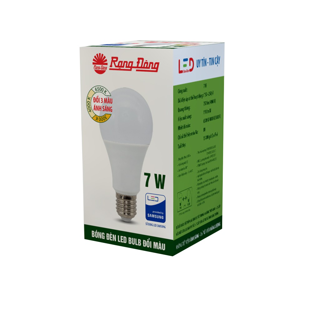 Bóng LED Bulb Đổi 3 Màu (3 In1) 7W / 9W Rạng Đông, Samsung ChipLED | BigBuy360 - bigbuy360.vn