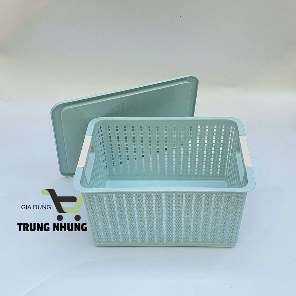 Giỏ nhựa đựng đồ có nắp, rổ đựng đồ, rổ nhựa chữ nhật