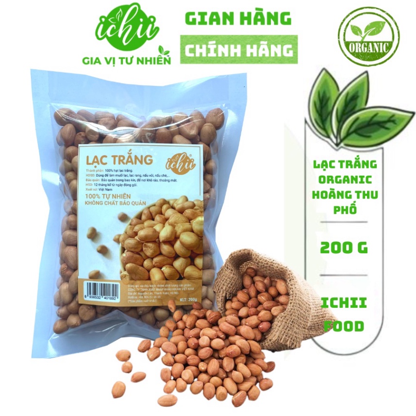 Lạc trắng hữu cơ ICHII , Lạc trắng organic HOÀNG THU PHỐ , Đậu phộng đạt tiêu chuẩn VIETGAP gói 500g