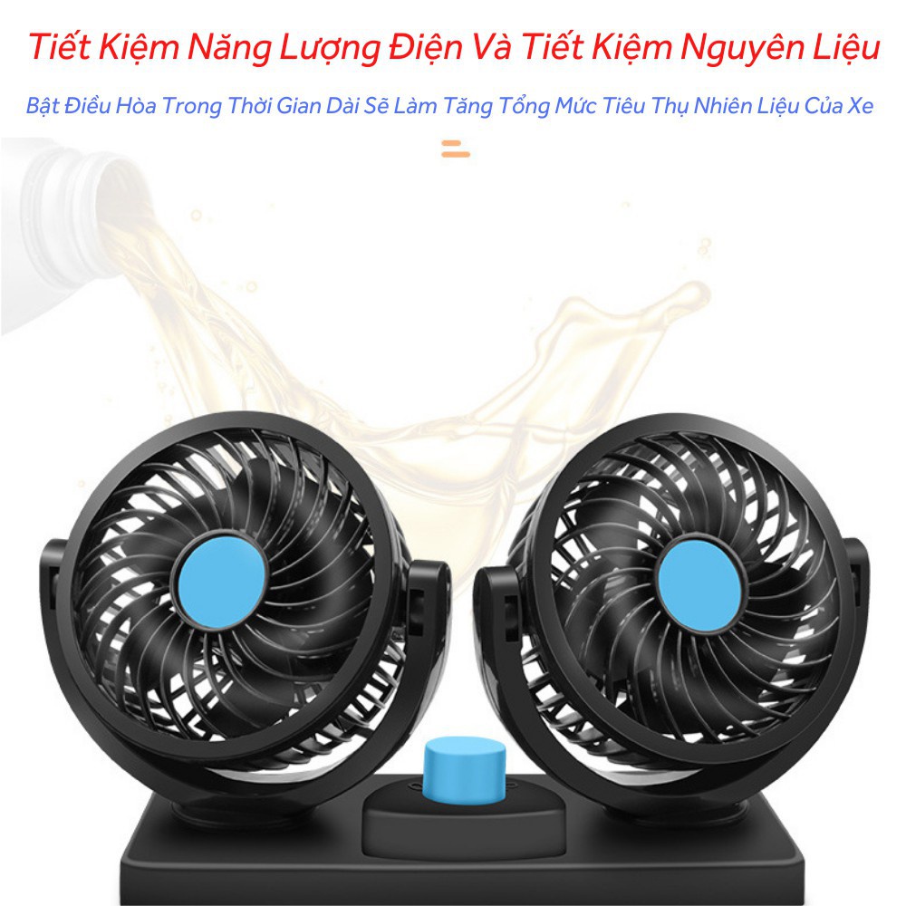 Quạt mini dành cho ô tô, quạt xe hơi 12v xoay 360° hàng cao cấp rất tiện ích - Kcar