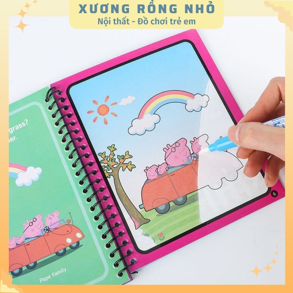 Tranh Tô Màu Nước Ma Thuật Tự Xóa, Sách Tập Tô Thần Kỳ, Magic Water Book Cho Bé Tặng 1 Bút Tô Màu