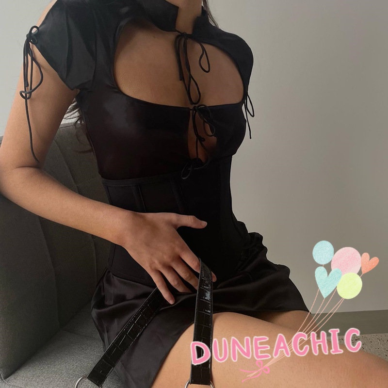 DUNEA Đầm body dây thắt quyến rũ thời trang dành cho nữ