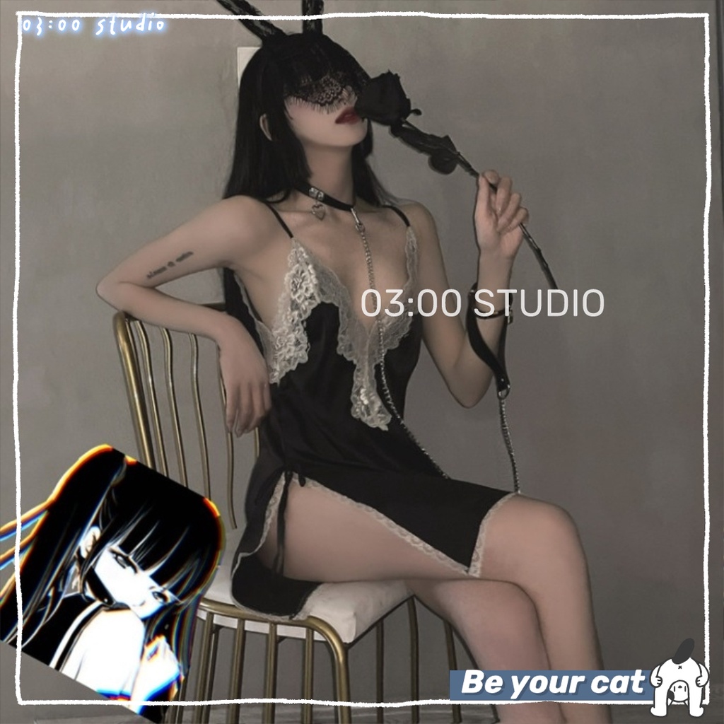 （Giao hàng bảo mật）😈Freeship😈vải phi bóng hàng cao cấp, xẻ đùi đính nơ, có đệm ngực quyến rũ+ Quần Lót cho 40-65kg---022 | BigBuy360 - bigbuy360.vn