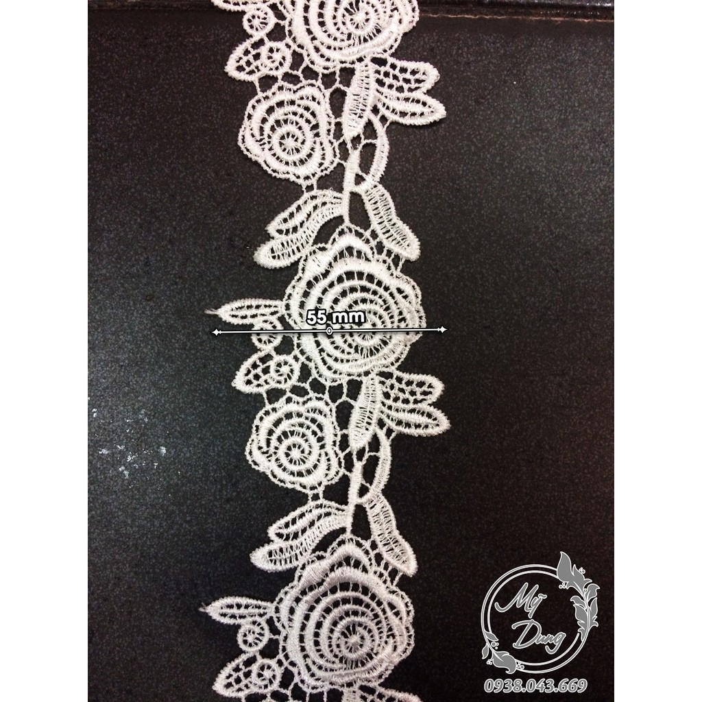 [Nhiều màu] Ren chỉ bông hồng (Dây dài 13,5 mét - Rộng 5,5 cm)