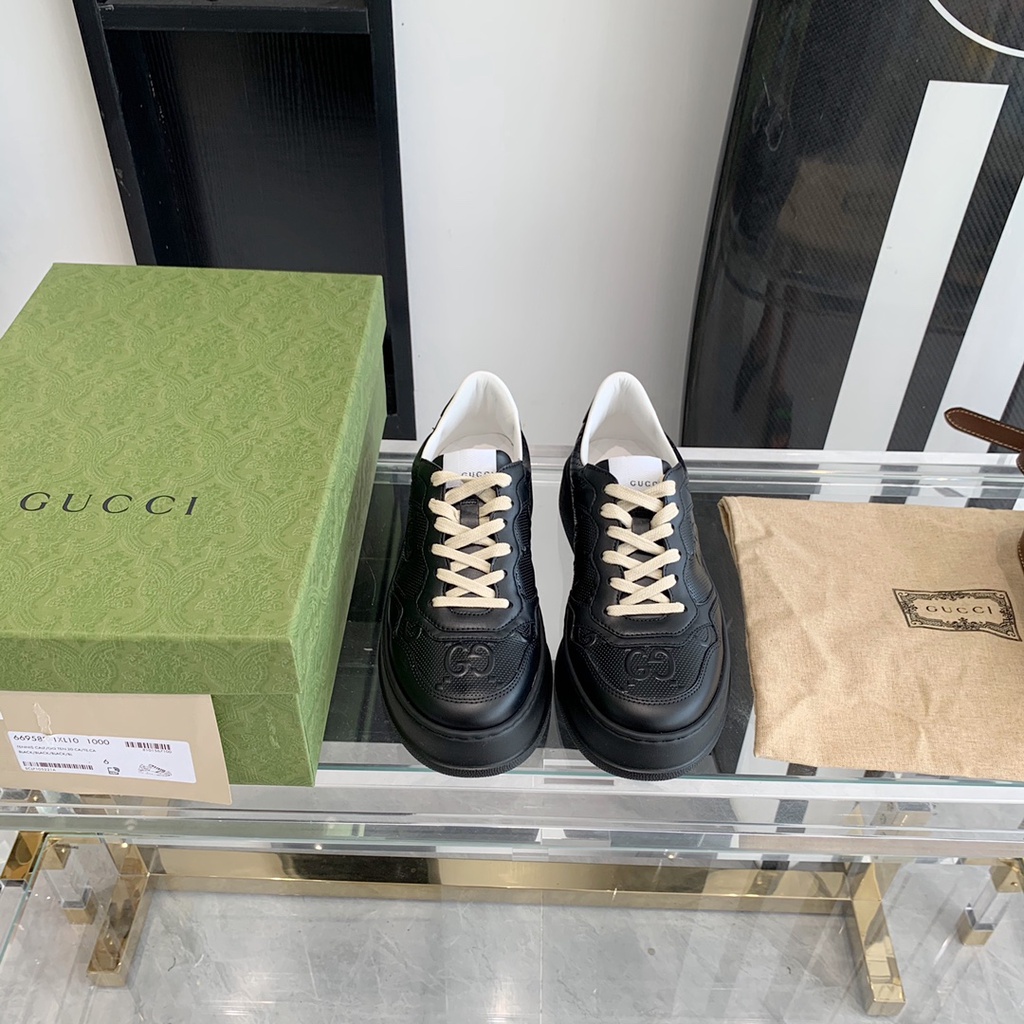Giày thể thao nam/ nữ thời trang da thật cao cấp GUCCI GG GC kiểu dáng trẻ trung, cá tính