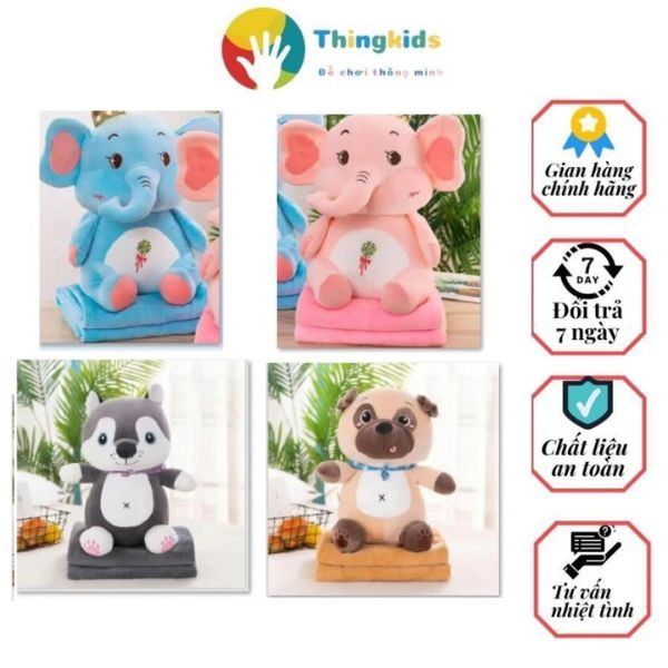 Mẫu chăn kèm gối hình thú các loại kích thước chăn 1m*1.6m - Thingkids