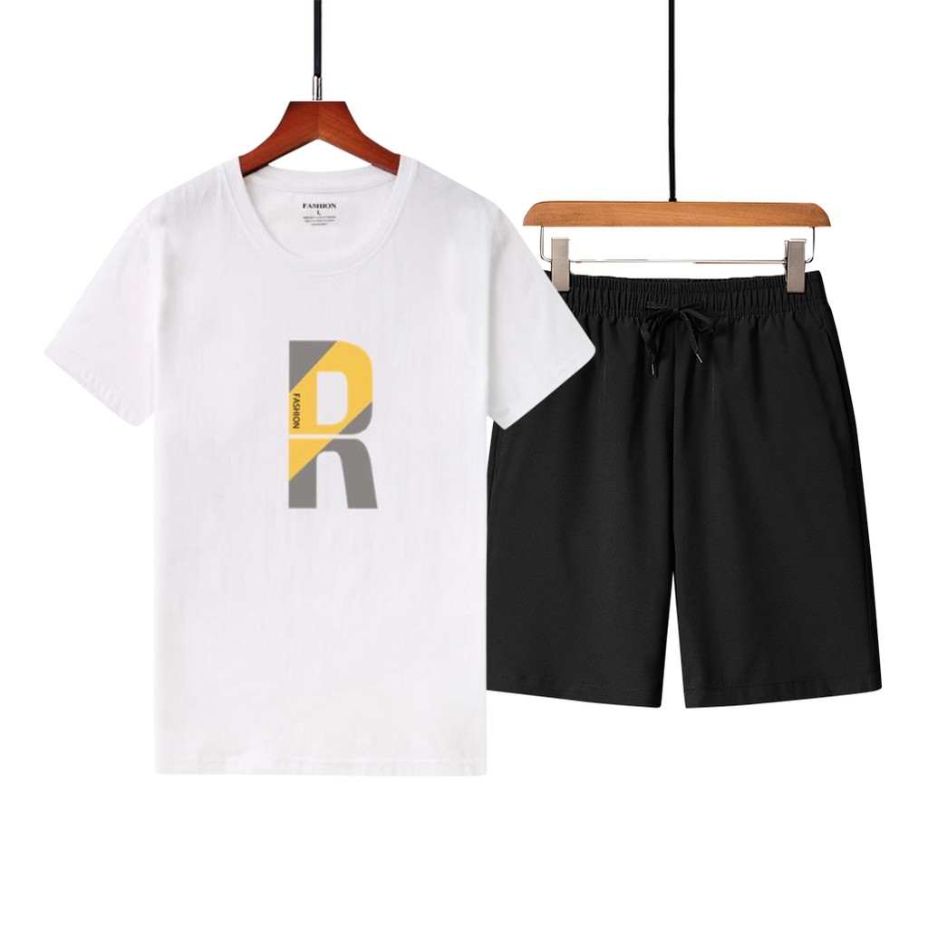 Bộ Đồ Hè Nam Áo Thun Ngắn Tay In Chữ R Phối Quần Đùi Lưng Chun Thời Trang Zenkonam MEN TOP 205 + SHORTS 050
