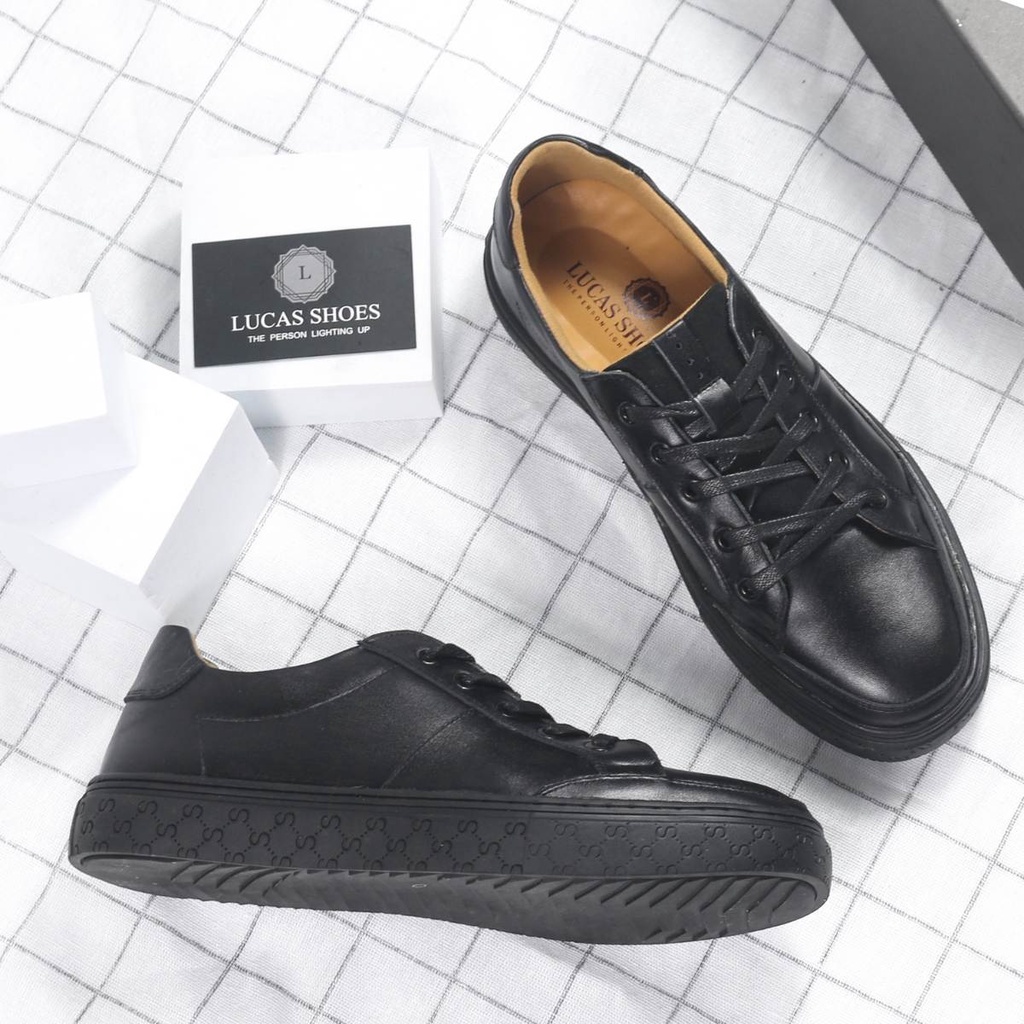 Giày nam Da thể thao LC2101Đ Lucas Shoes da bò đen bảo hành 1 năm