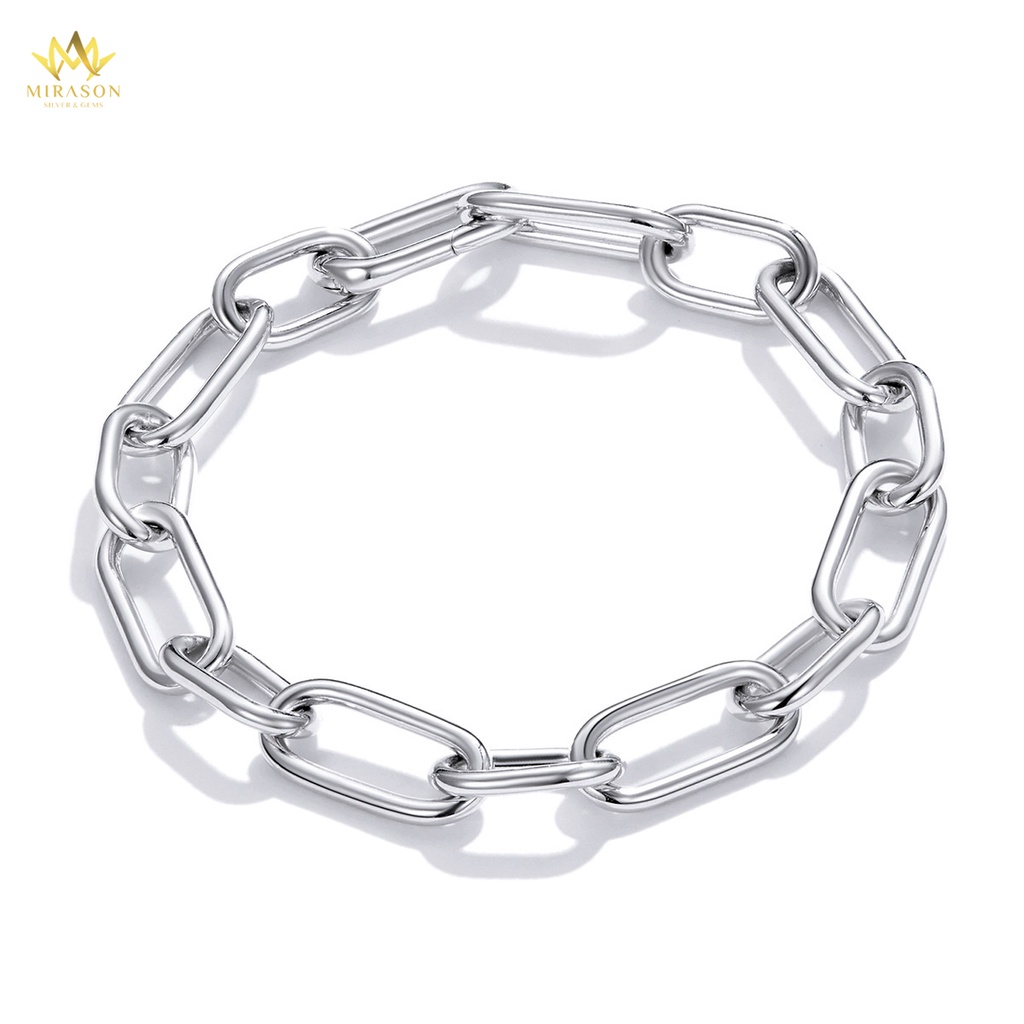 Lắc Tay Bạc MIRASON Dây To, Trơn, Unisex, Basic MLT066 - Vòng Tay Bạc 925 Cao Cấp
