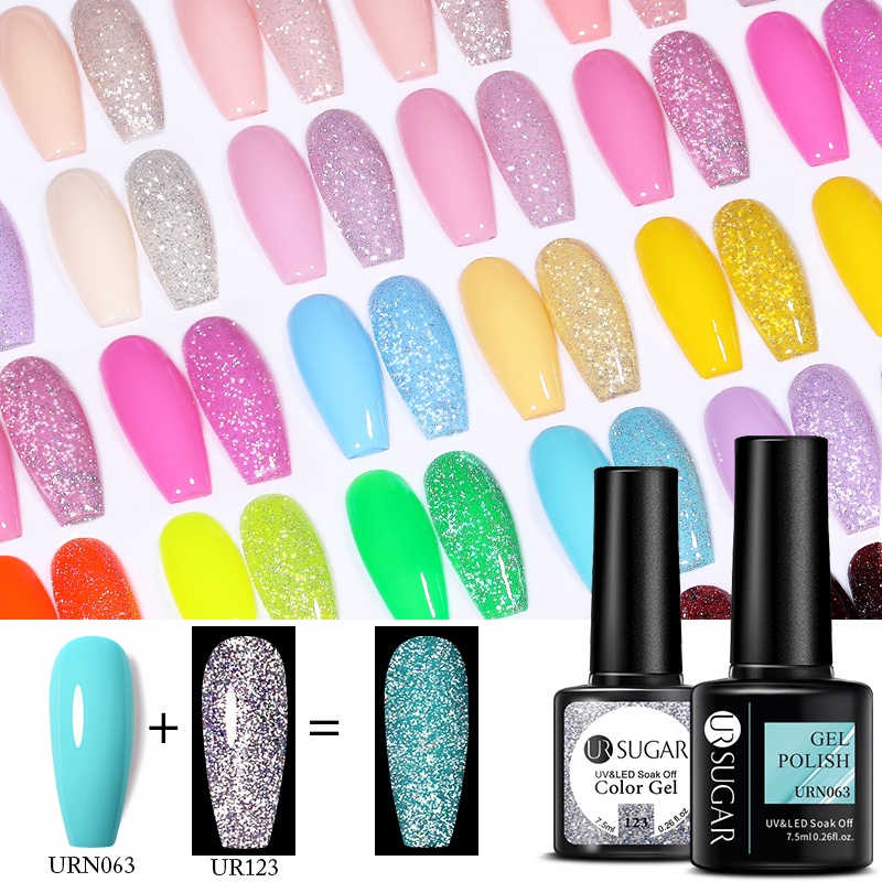 Sơn móng tay UR SUGAR màu phản quang sáng bóng 22 kiểu tùy chọn 7.5ml