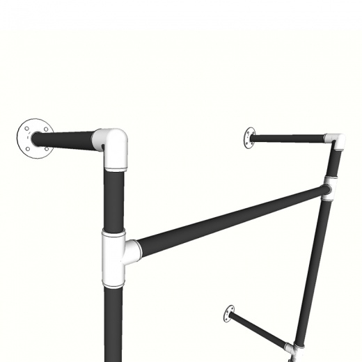 Kệ ống nước treo quần áo, Giá treo đồ gắng tường 2 tầng Decor Shop quần áo, quán cafe