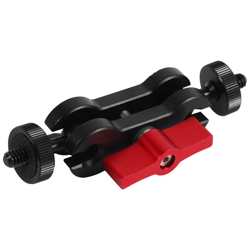 Cánh Tay Gắn Máy Ảnh DSLR Hai Đầu Bi 1 / 4 inch Bằng Hợp Kim Nhôm Đa Năng Màu Đỏ