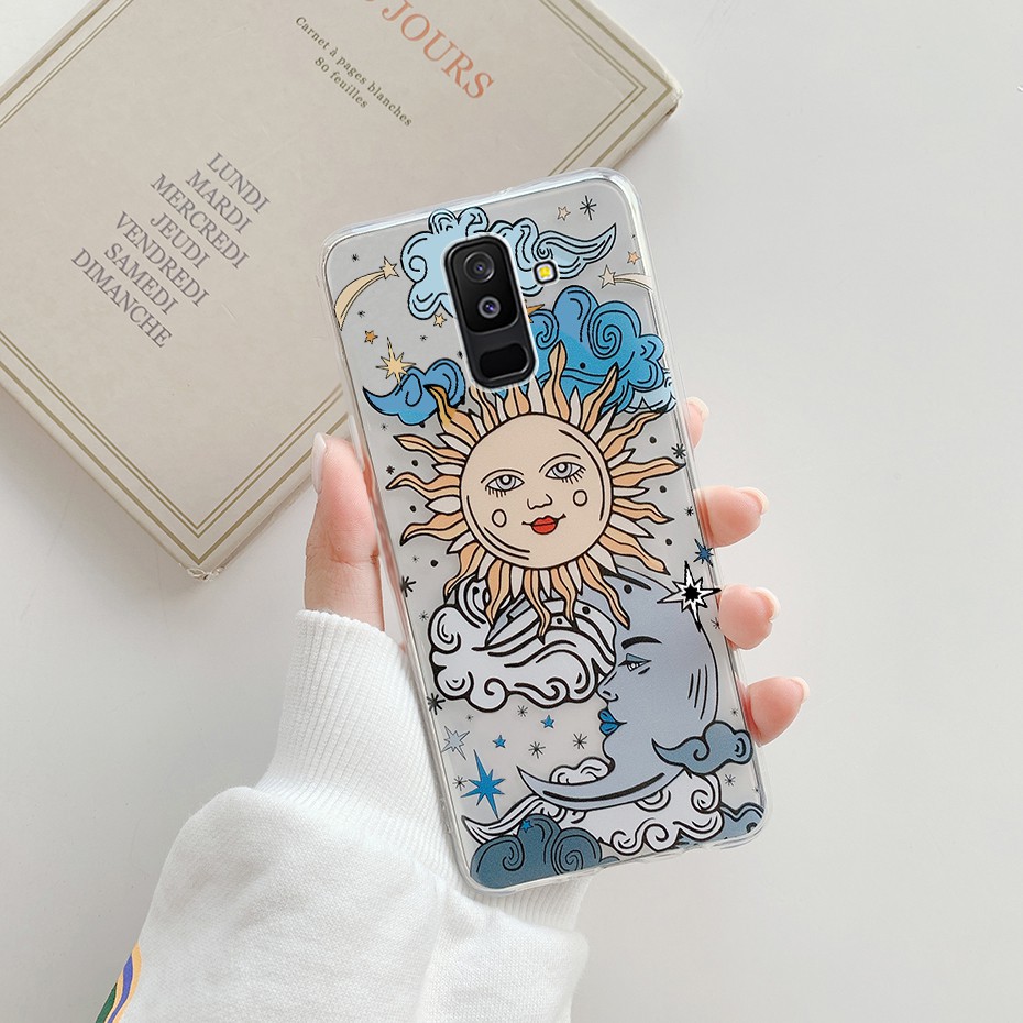 Ốp điện thoại TPU silicon mềm trong suốt in họa tiết cho Samsung Galaxy A6  / A6 Plus  SM-A600G A605G