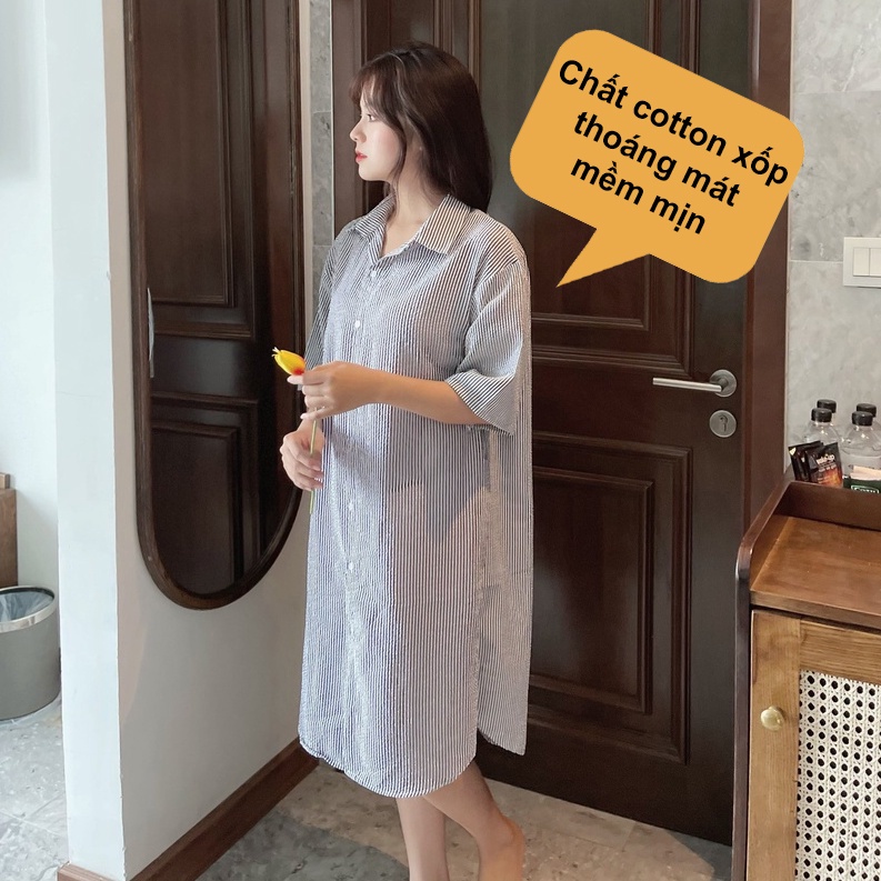 Đầm sơ mi dáng dài FM STYLE suông tay ngắn chất vải mềm mát phong cách ulzzang Hàn Quốc 220314001 | BigBuy360 - bigbuy360.vn