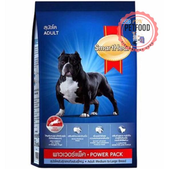 HCM- Thức ăn cho chó  Smartheart Power pack dành cho chó Phát triển cơ như chó Pug, chó ngao hoặc chó nghiệp vụ