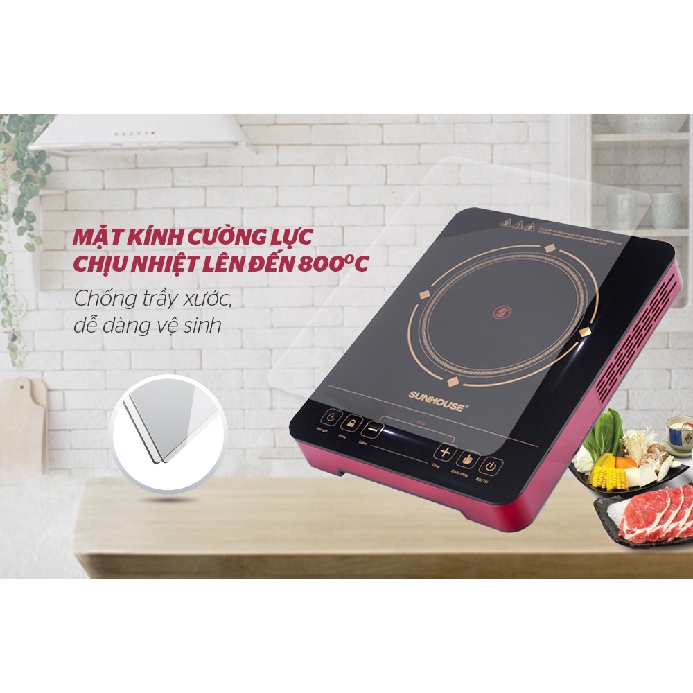 Bếp hồng ngoại cảm ứng Sunhouse SHD6014, Công suất 2000W, Tặng kèm vỉ nướng
