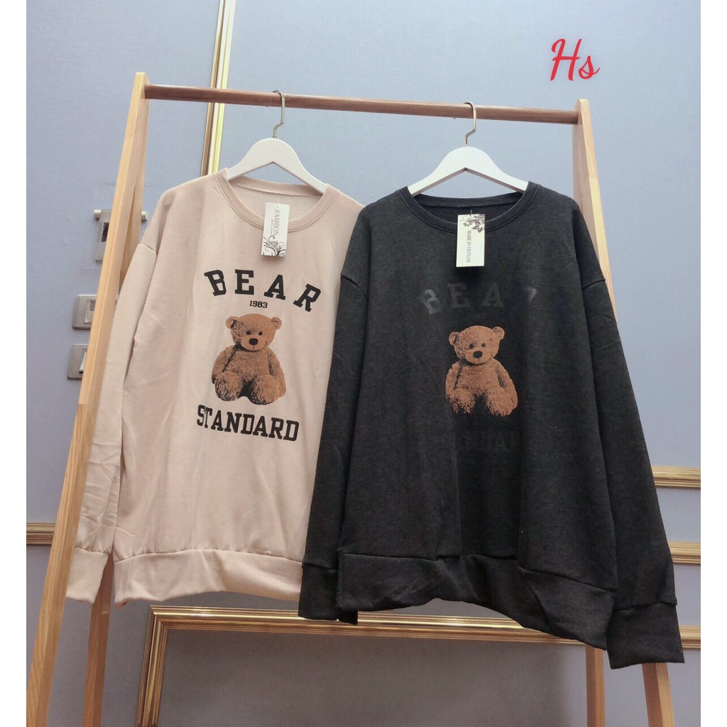 Áo sweater bear chất nỉ cotton in gấu bông [ đổi trả miễn phí ] áo nỉ form rộng freesize | BigBuy360 - bigbuy360.vn