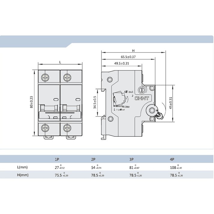 Áp to mát NXB-125 3 Pha 80A - 100A -125A dòng cắt 10kA Hãng CHINT (Hàng chính hãng xuất khẩu)