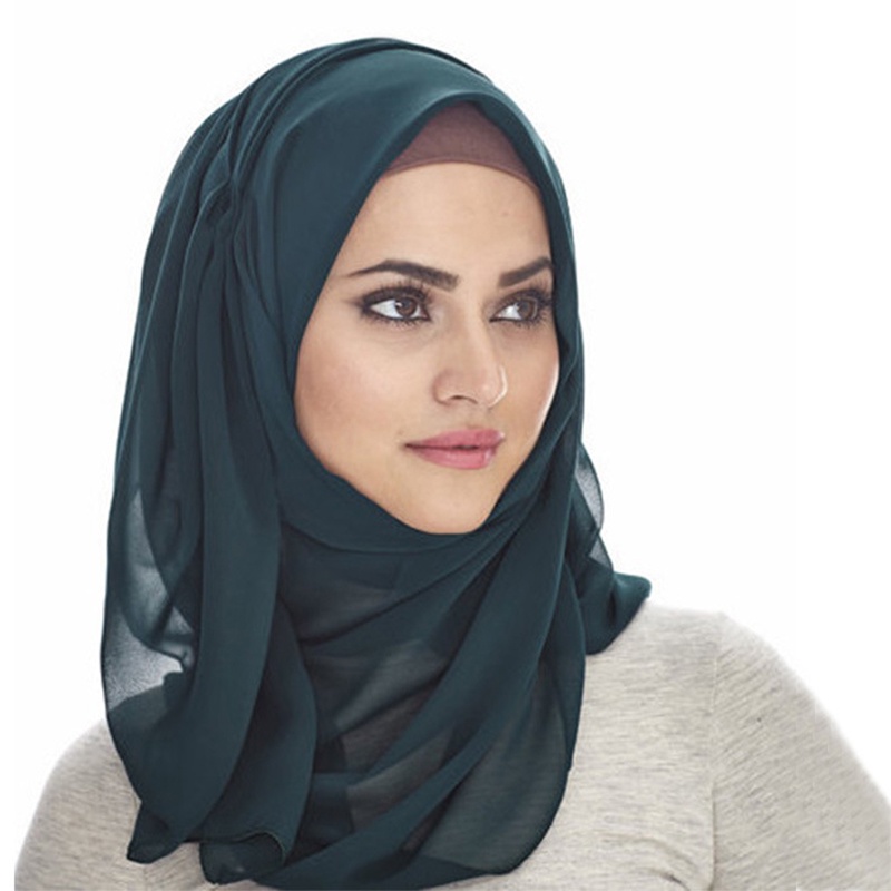 1 Khăn Trùm Đầu Hijab Hồi Giáo Bằng Vải Chiffon Trơn Chất Lượng Cao
