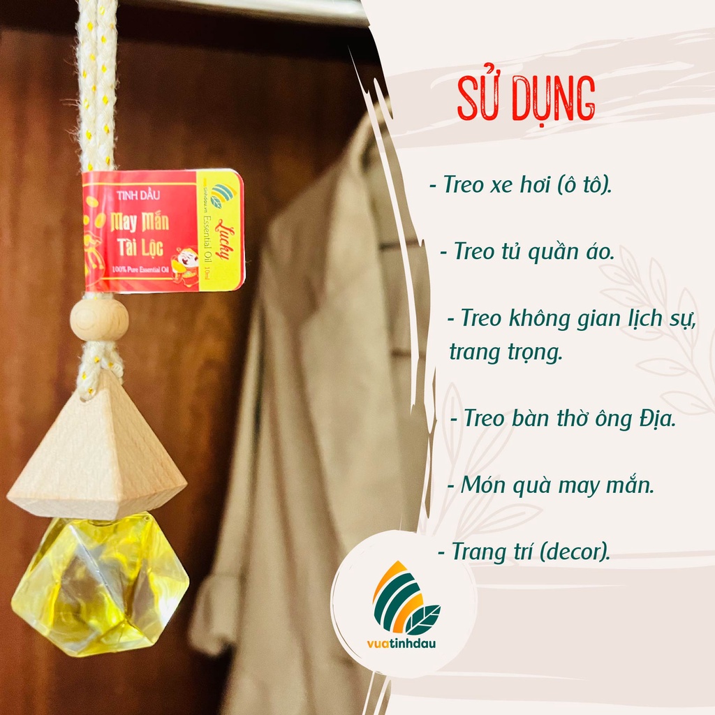 [LUCKY] Tinh dầu treo may mắn tài lộc Vuatinhdau | tinh dầu treo xe ô tô giúp khử mùi xe hơi làm thơm phòng thư giãn