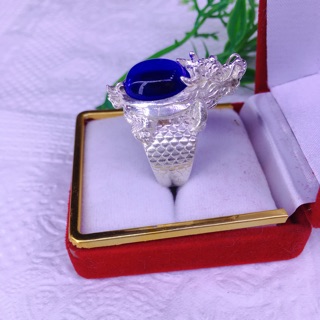 Nhẫn nam bạc ta phong thủy Đá đủ màu kiểu Long Quy