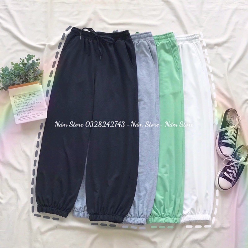 Quần Dài Thể Thao phối Dây Rút - Quần jogger trơn Ống Rộng Unisex Nam nữ nhiều màu