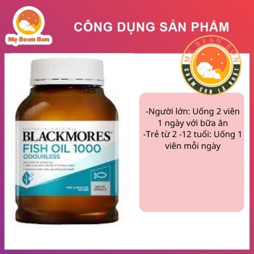 Dầu Cá 400 Viên Blackmores Fish Oil 1000mg Úc, không mùi dạng viên to so với mini caps dành cho mọi lứa tuổi và bà bầu