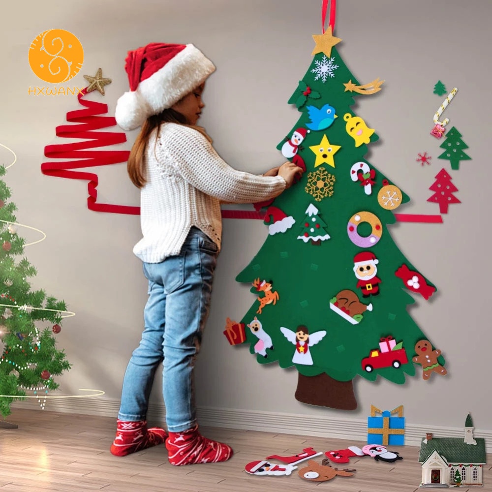 Set 40 món đồ chơi cây thông noel bằng vải nỉ thủ công DIY giáo dục cho bé