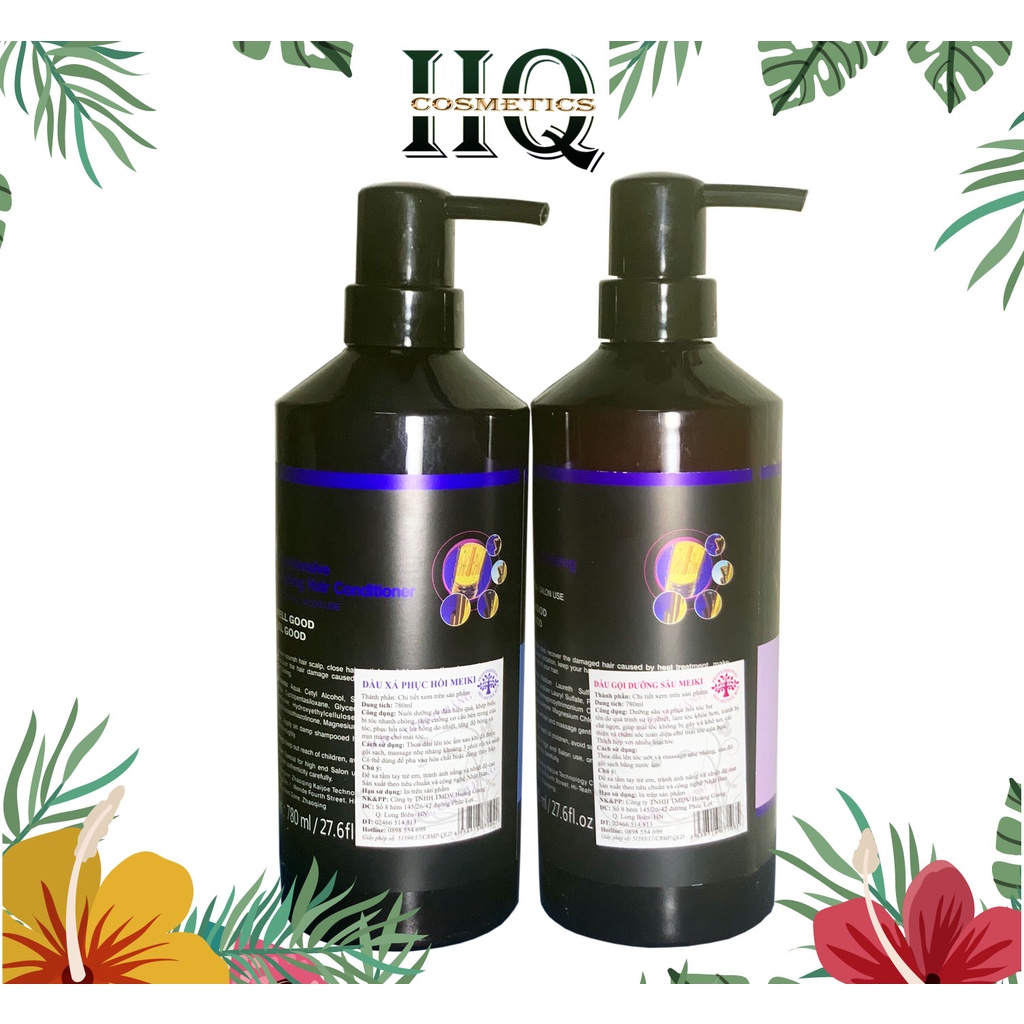 Gội Xả Dưỡng Sâu Phục Hồi Siêu Mượt Meiki Trà Xanh Green Tear 780ml