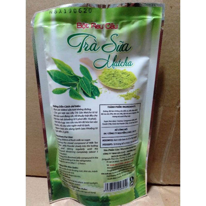 Bột rau câu trà sữa matcha DRAGON