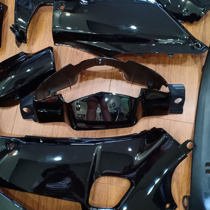 Dàn áo xe Wave Alpha - wave zx - wave 110 đời 2002 đến 2006 dòng pha 2 bóng, nhựa ABS nguyên sinh màu Đen