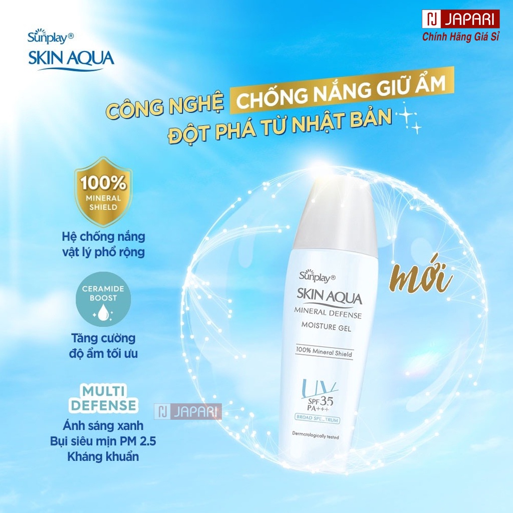 Kem Chống Nắng Vật Lý Skin Aqua Sunplay Nắp Xanh Kiềm Dầu Dưỡng Ẩm Da Dầu Mụn, Nhạy Cảm, Bà Bầu-Kcn Cho Bé Trẻ Em Japari