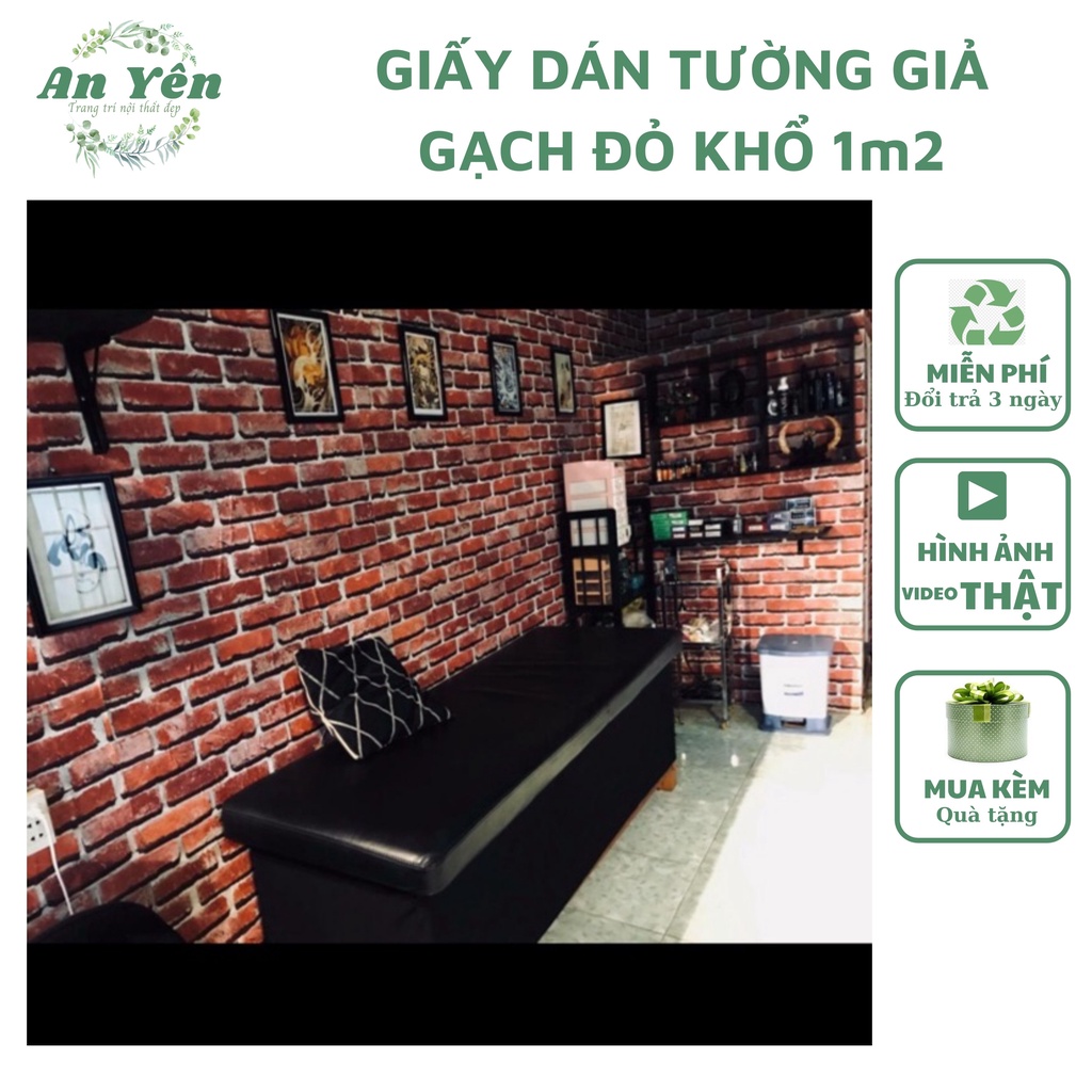 GIẤY DÁN TƯỜNG GIẢ GẠCH ĐỎ KHỔ 1m2 [ HÀNG ĐẸP KÈM ẢNH THẬT ]