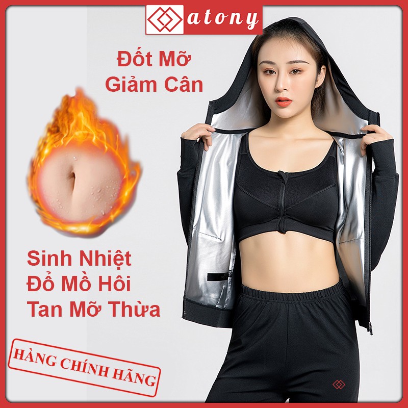 Áo Khoác Tập Gym Đổ Mồ Hôi ATONY Cao Cấp - Áo Dài Tay Có Mũ Giúp Sinh Nhiệt, Giảm Cân, Tập Yoga, Gym, Aerobic