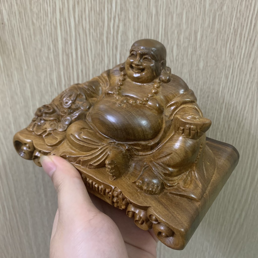 Tượng Phật Di Lặc Đế Cuốn Gỗ Hương, Gỗ Bách Xanh Vạn Sự Như Ý, Phú Quý Vinh Hoa
