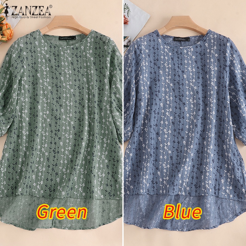 ZANZEA Áo Nữ Tay Lỡ 3 / 4 In Hoa Thời Trang