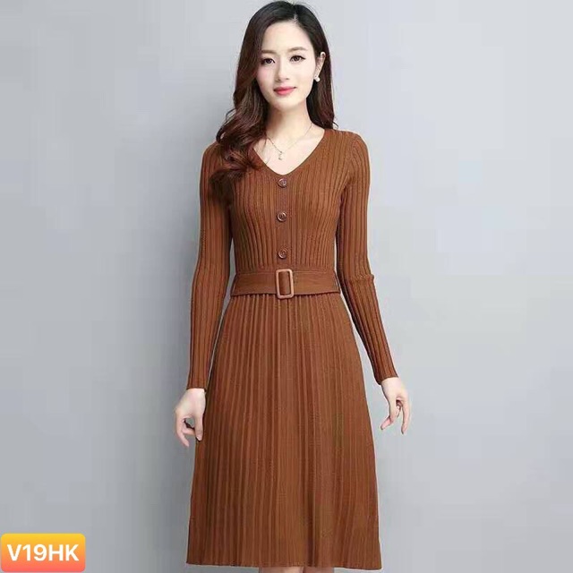 Váy len qc đai eo cổ tim siêu đẹp .Sỉ 190k | BigBuy360 - bigbuy360.vn