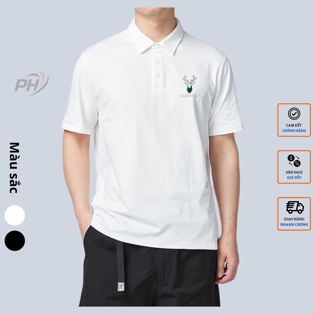 Áo polo nam basic xanh thêu ngực thun cổ bẻ tay ngắn, chất cotton cá sấu dày dặn mặc thoáng mát, full size - PHSHOP204