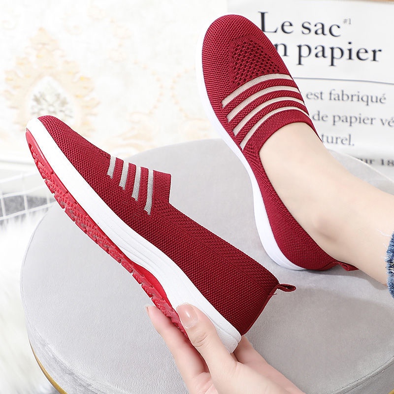 Giày đế bệt mềm mang thường ngày cho nữ Giày Thể Thao Đế Bằng Chống Trượt Thiết Kế Lưới Thoáng Khí Thời Trang Mùa Hè Mới Cho Nữ