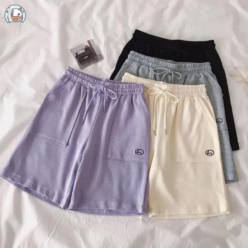 Quần short FDS cạp cao dáng rộng phong cách thể thao Hàn Quốc thời trang mùa hè dành cho nữ