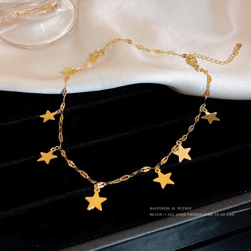 Vòng Cổ choker Dáng Dài Đính Hạt Ngọc Trai Và Ngôi Sao Năm Cánh Dễ Phối Đồ Thời Trang Cho Nữ