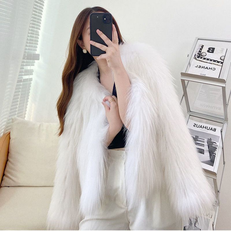 Áo lông thỏ mềm mượt không cổ sang chảnh