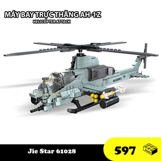 Đồ chơi Lắp ráp Máy bay trực Thăng AH-1Z, Jie Star 61028 Helicopter Viper, Xếp hình thông minh, Mô hình máy bay