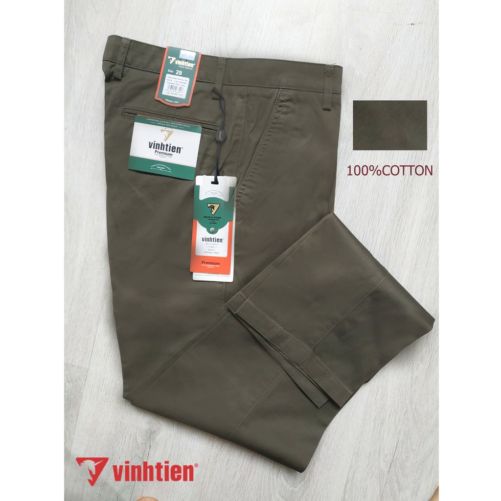 Quần Kaki Trơn 100% Cotton Trung Niên Vĩnh Tiến Cao Cấp