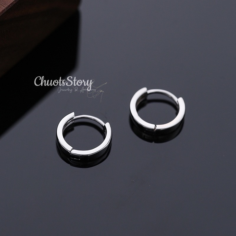 Khuyên tai nam nữ trơn tròn cá tính, bông tai titan thời trang unisex - KTU0018- ChuotsStory