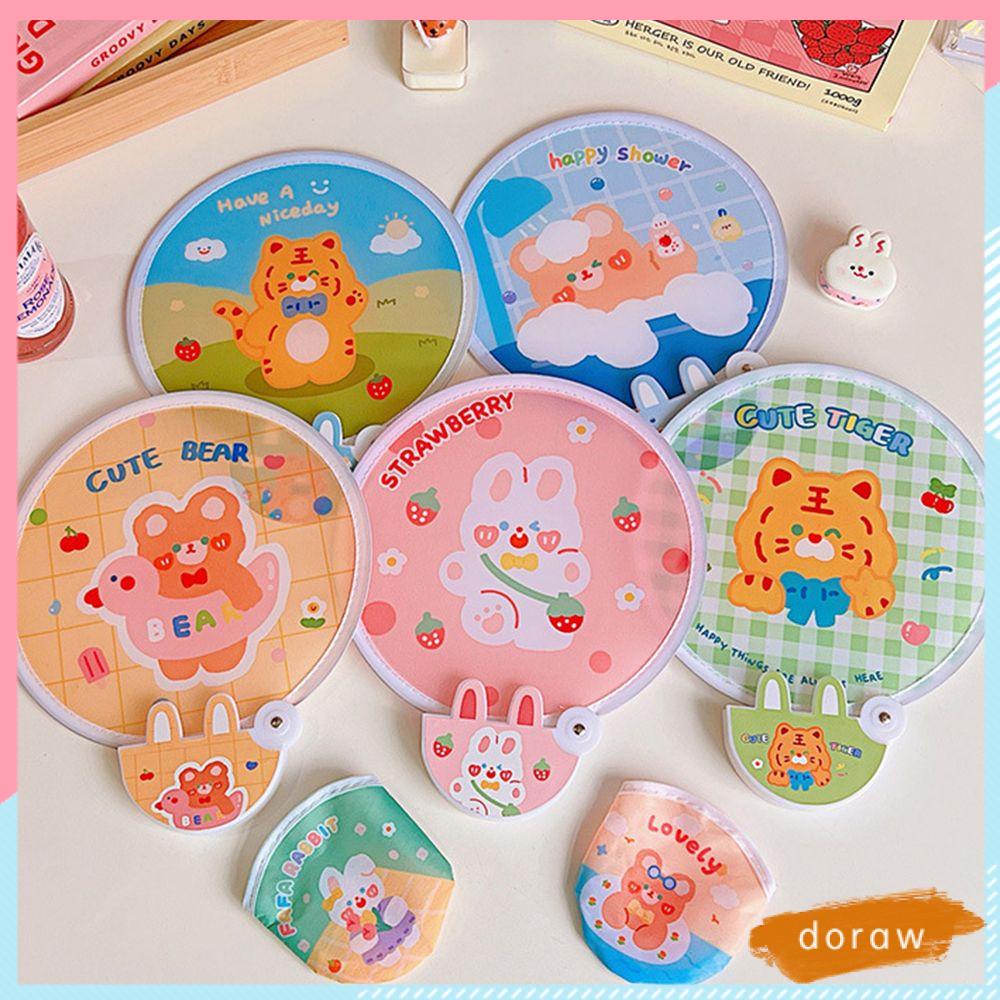 Quạt Xếp Cầm Tay Hình Tròn In Hoạt Hình Dễ Thương Di Động Có Thể Gập Gọn Cho Hoạt Động Ngoài Trời